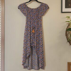 Art Class Girls M 7/8 Purple Rose Floral Smocked Walk-Through Romper Dress